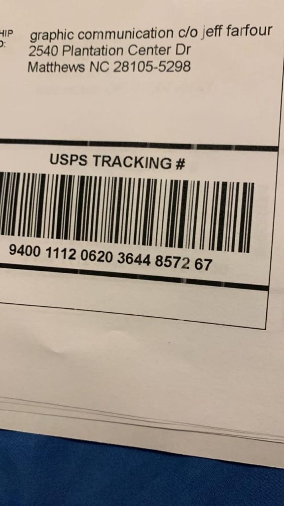 USPS shipping label on a delivered parcel showing tracking number 9400 1112 0620 3644 8572 67
